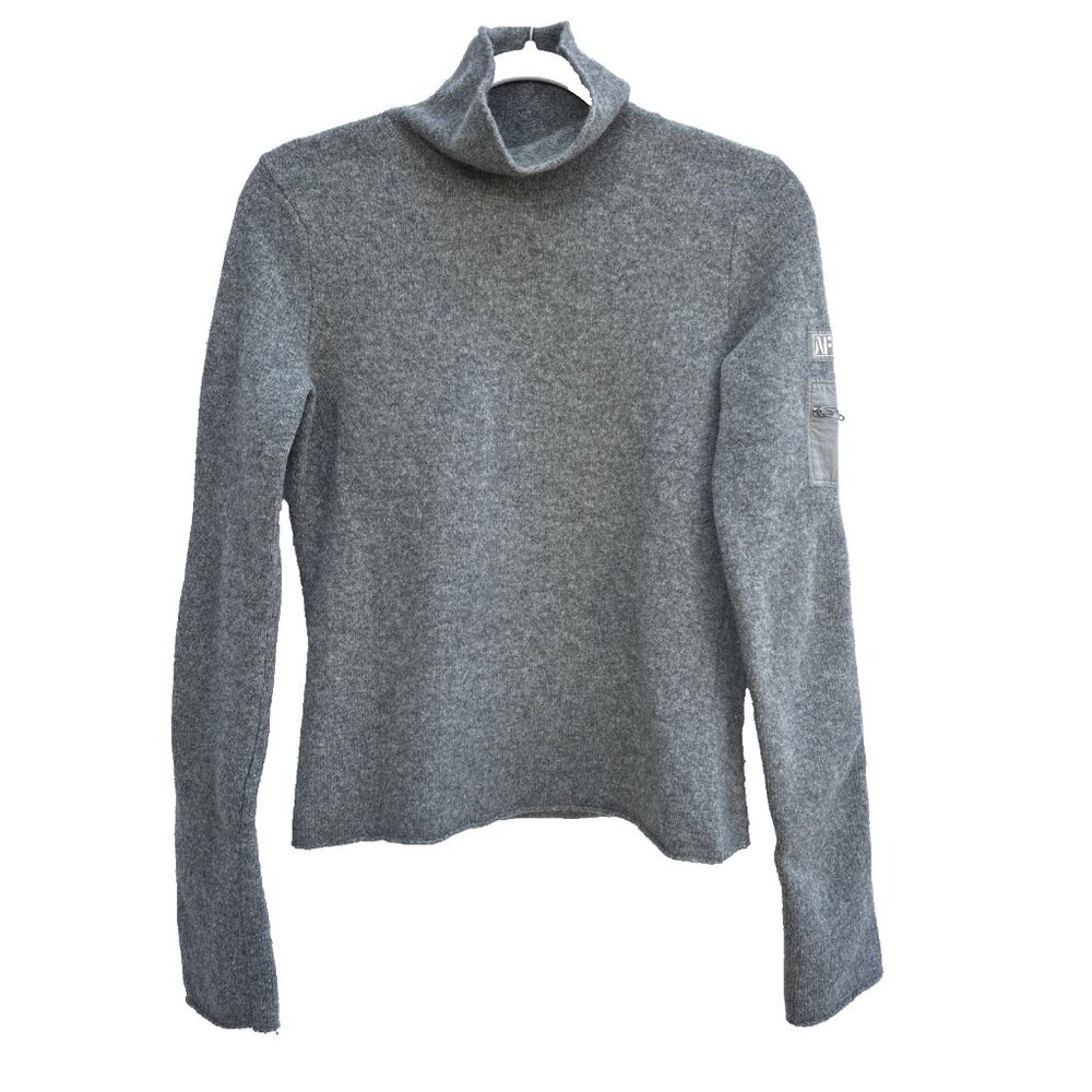 VTG Abercrombie and Fitch Lambs Wool Sweater Womens M Gray Y2K Preppy Mock Neck